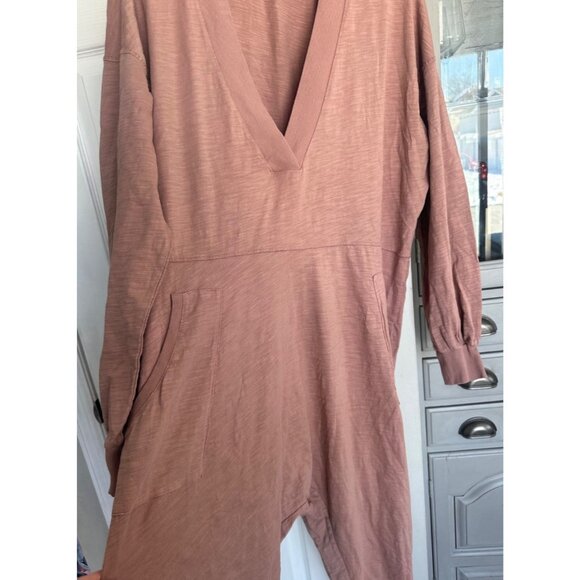 Free People LG Intimately Just Because V-Neck One Piece Jumpsuit Rosewood Pink - Picture 10 of 10